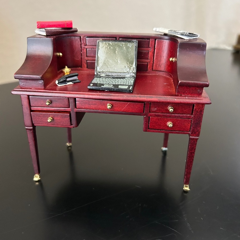 Dollhouse Miniature Carlton Writing Desk. Vintage.